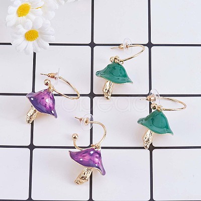 Enamel Mushroom Dangle Stud Earrings JE987A-1