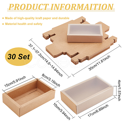 30Pcs Kraft Paper Jewelry Drawer Boxes CON-BC0007-22-1