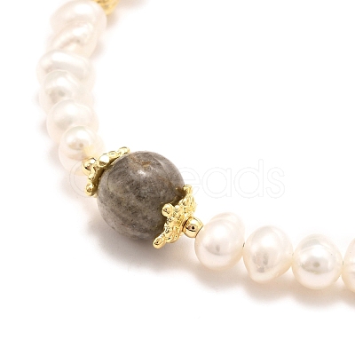 Natural Labradorite Beaded Bracelets BJEW-D447-17G-1