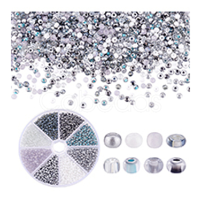 80G 8 Colors Round Glass Seed Beads SEED-PH0002-42-1