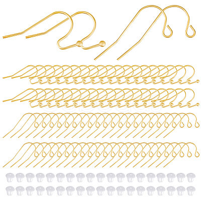 100Pcs 2 Style 304 Stainless Steel Earring Hooks STAS-BBC0004-49-1