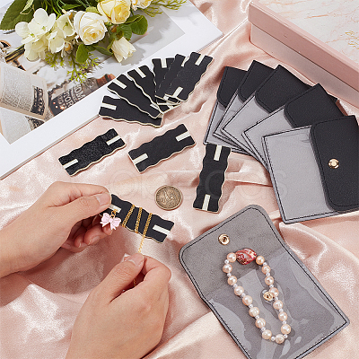 6Pcs Square PU Leather Jewelry Storage Bags with Iron Button ABAG-OC0001-18D-1