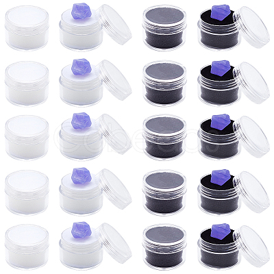20Pcs 2 Colors Round Jewelry Clear Plastic Loose Diamond Storage Box CON-GF0001-15B-1