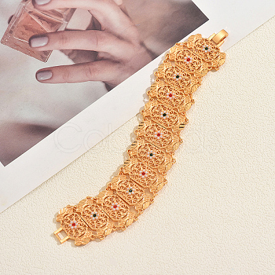 Vintage Brass Micro Pave Cubic Zirconia Link Chain Bracelets for Women YN3054-1