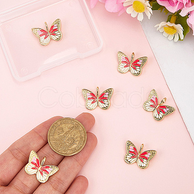 6Pcs Brass Enamel Pendants KK-BBC0021-65B-1