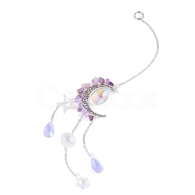Moon & Star Alloy Hanging Ornaments HJEW-TADJ0024-1
