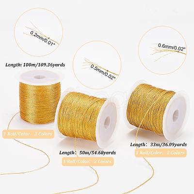 PandaHall Elite 6 Rolls 6 Styles Metallic Cord OCOR-PH0002-58-1