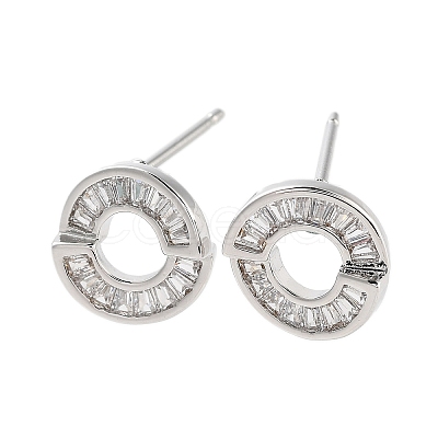 Rack Plating Ring Brass Stud Earrings EJEW-N055-39P-RS-1