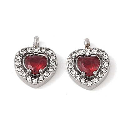 304 Stainless Steel Cubic Zirconia Pendants STAS-A076-02P-03-1
