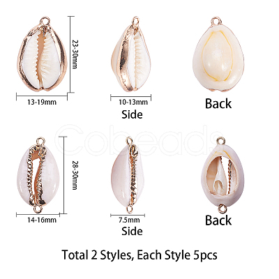 Electroplate Cowrie Shell Links SSHEL-SC0001-01G-1