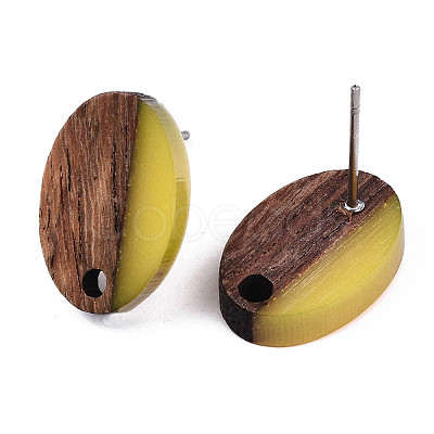 Resin & Walnut Wood Stud Earring Findings MAK-N032-004A-A03-1