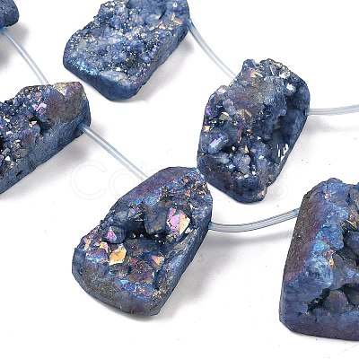 Electroplated Natural Druzy Agate Beads Strands G-N0259-07-1