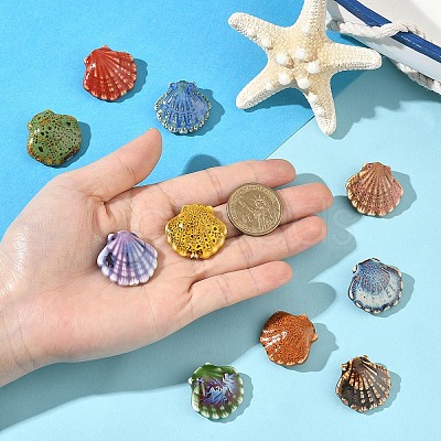 10Pcs 10 Colors Handmade Porcelain Beads PORC-YW0001-55-1