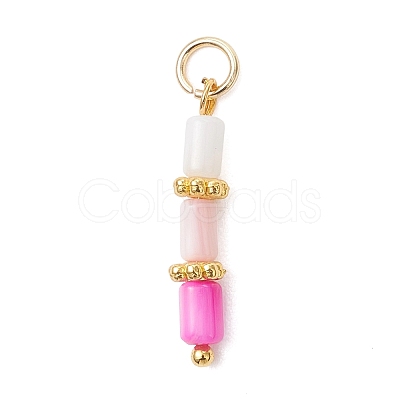 Dyed Natural Freshwater Shell Beaded Pendants PALLOY-JF05024-01-1