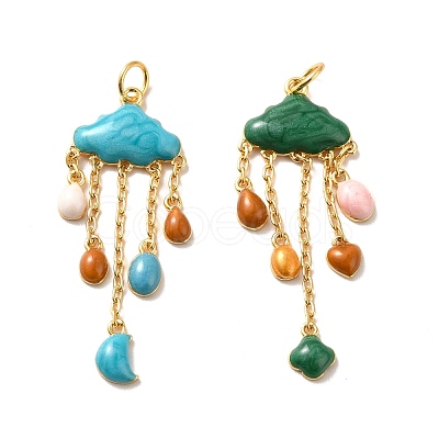 Rack Plating Brass Enamel Pendants KKB-M230-42G-1