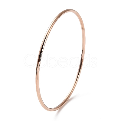 Ion Plating(IP) 304 Stainless Steel Simple Plain Bangle for Women High Polished BJEW-F461-01A-RG-1