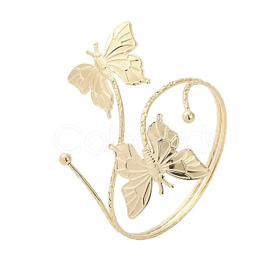 Butterfly Alloy Arm Cuff Bangles for Girl Women AJEW-A063-01H-G-1