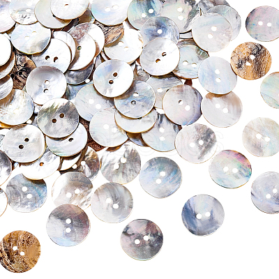 100Pcs Natural Akoya Shell Buttons BUTT-PH0001-41B-1
