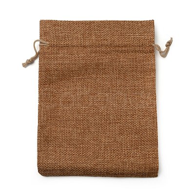 Polyester Imitation Burlap Packing Pouches Drawstring Bags ABAG-PH0001-33A-1
