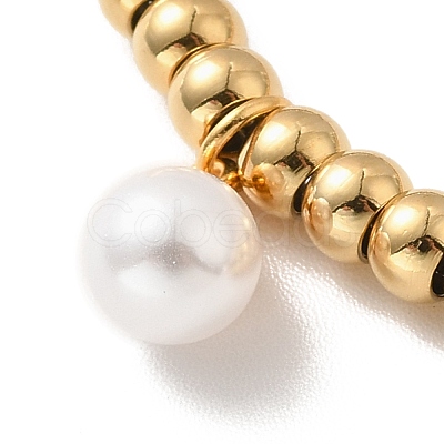 PVD Vacuum Plating 304 Stainless Steel Plastic Pearl Charm Bracelet with 201 Stainless Steel Round Beads for Women BJEW-B057-20G-1