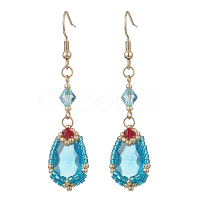 Handmade Glass Seed Beads Teardrop Dangle Earrings EJEW-MZ00576-03-1