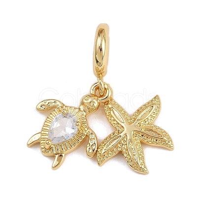 Brass Pave Clear Cubic Zirconia European Dangle Charms KK-N271-43G-1