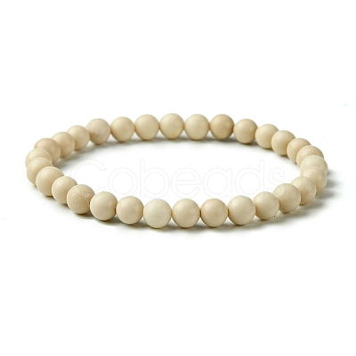 Natural Fossil Beads Stretch Bracelets for Women Men BJEW-JB11349-1