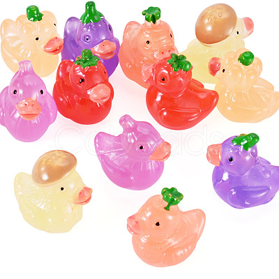 12Pcs 6 Style Fuuny Luminous Resin Vegetable Duck Diaplay Decoration RESI-TAD0001-03-1