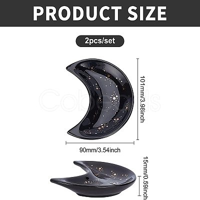 Ceramic Whiteware Moon Ring Holder DJEW-WH0011-34-1