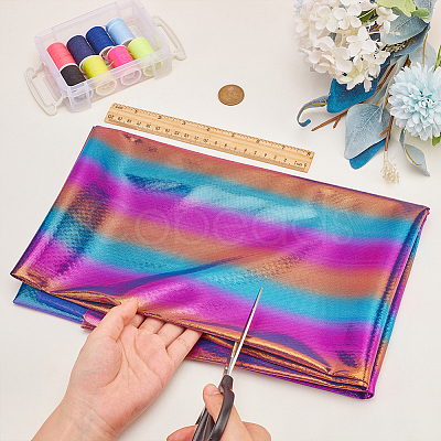 Rainbow Color Polyester Fabric DIY-WH0569-80B-1