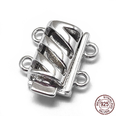 Anti-Tarnish Rhodium Plated 925 Sterling Silver Box Clasps X-STER-L057-016P-1