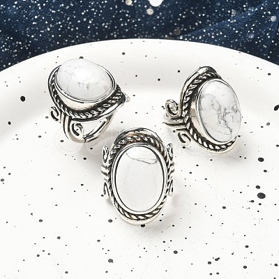 Natural & Synthetic Gemstone Adjustable Rings RJEW-I108-01AS-1