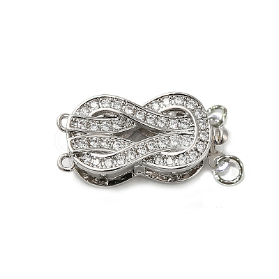 Brass Micro Pave Clear Cubic Zirconia Box Clasps X-KK-E084-28P-1