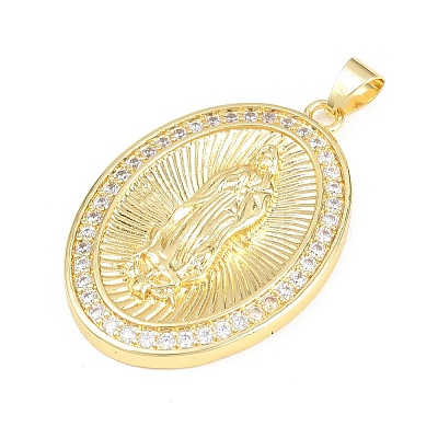 Religion Brass Micro Pave Clear Cubic Zirconia Pendants KK-H268-04A-G-1