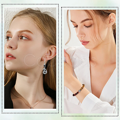DIY Natural Black Onyx & Lava Rock & Tiger Eye Round Beads Bracelets Making Kits DIY-SC0030-25-1
