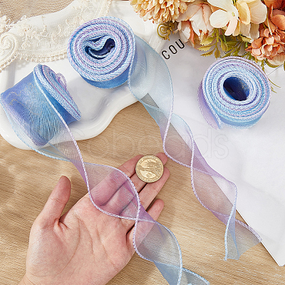 3Rolls Polyester Organza Ribbons SRIB-CY0001-37A-1