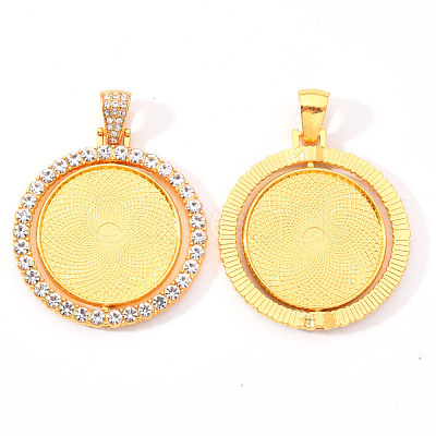 Alloy Pendant Cabochon Settings PALLOY-S107-005G-RS-1