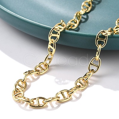 Brass Oval Link Chain Necklaces for Women Men NJEW-F337-05G-1