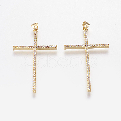Brass Micro Pave Cubic Zirconia Big Pendants LS-ZIRC-L067-16-G-NR-1