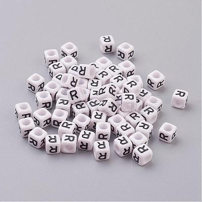 Acrylic Horizontal Hole Letter Beads PL37C9308-R-1