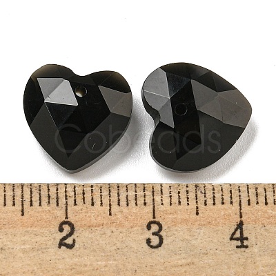 Natural Obsidian Faceted Heart Charms G-G123-01F-1