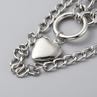 Alloy Heart Pendant Double Layer Necklace for Women NJEW-WH0022-09C-1