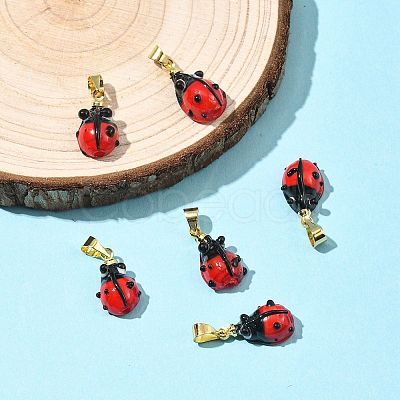 6Pcs Handmade Lampwork Pendants LAMP-FS0001-57B-1