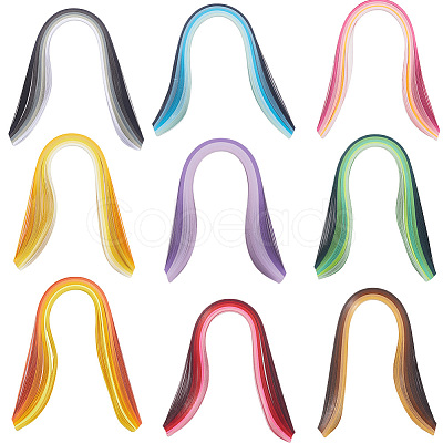 9Sets 9 Styles Gradient Rectangle Quilling Paper Strips DIY-CP0012-32-1