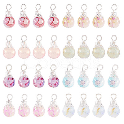 80Pcs 8 Colors Baking Paint Crackle Glass Pendants PALLOY-TAC0186-1
