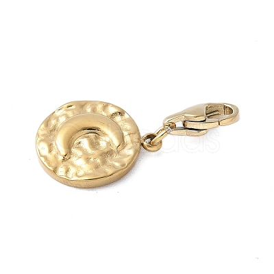 304 Stainless Steel Flat Round with Moon Pendant Decoration STAS-S165-11G-1