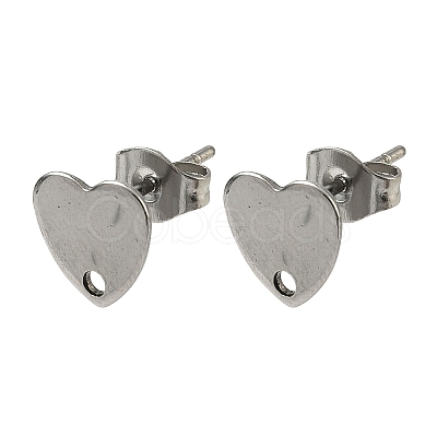 Non-Tarnish 304 Stainless Steel Heart Stud Earring Findings X-STAS-R063-37-1
