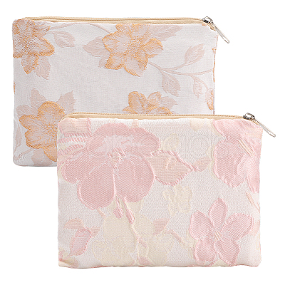 2Pcs 2 Colors Chinese Style Rectangle Cloth Zipper Pouches ABAG-GF0001-22-1