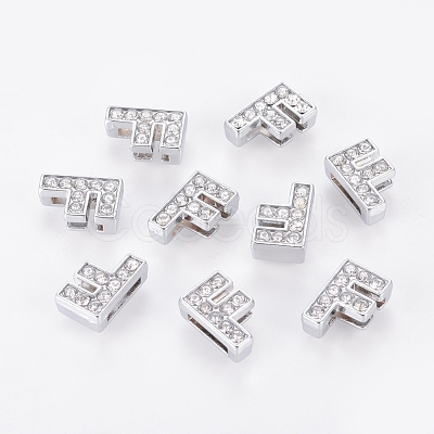 Alloy Initial Slide Charms with Grade A Rhinestones ALRI-R032-F-FF-1