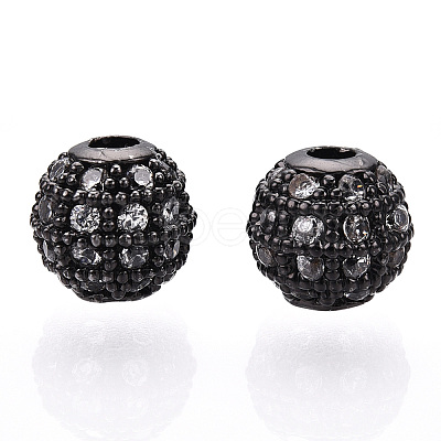 Rack Plating Brass Cubic Zirconia Beads ZIRC-S001-6mm-A01-1